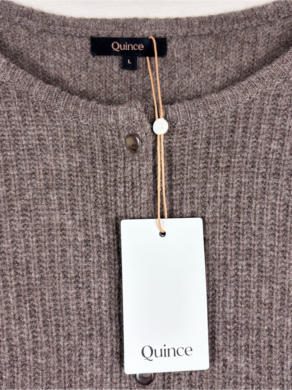 Quince 100% Yak Soft Rib Cardigan Heather Brown NWT Large Sweater - Picture 2 of 6